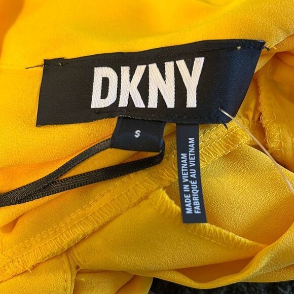 DKNY small yellow blouse NWT with bow on side of neck - 2598 - Picture 3 of 5